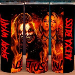 Bray Wyatt The Fiend and Alexa Bliss Wrestling Let Us In Cup Mug Tumbler 20oz